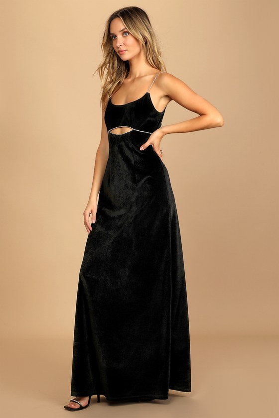 Black Velvet Dress - Cutout Maxi Dress ...